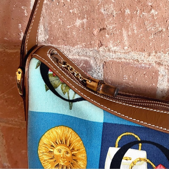 GUCCI Rare Vintage Blue Checkered Scarf Print Shoulder Bag - Picture 5 of 16